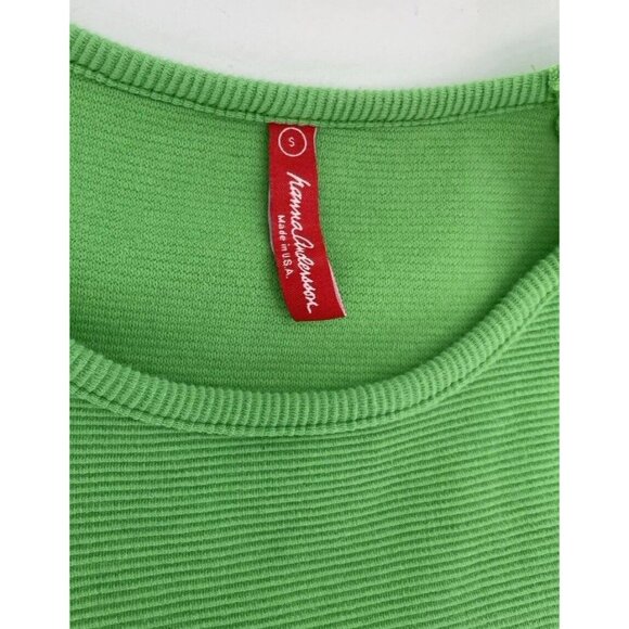 Hanna Andersson Women’s Kelly Green Ribbed Textured Knit Dress Sz Sm, USA, FLAW - Picture 6 of 13